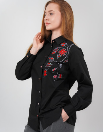 Блузка Листя чорна
