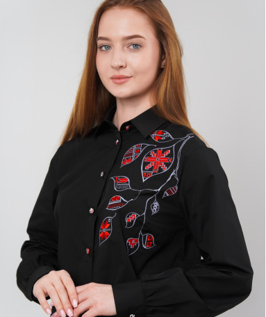 Блузка Листя чорна